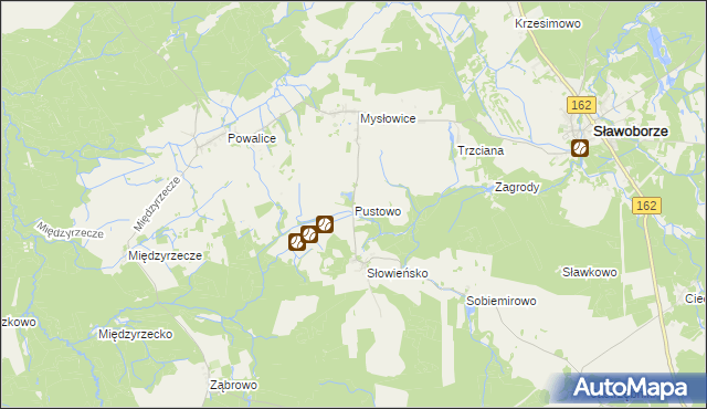 mapa Pustowo gmina Sławoborze, Pustowo gmina Sławoborze na mapie Targeo