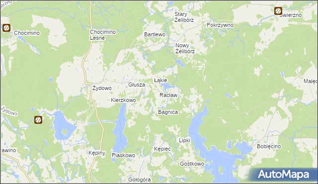 mapa Racław gmina Polanów, Racław gmina Polanów na mapie Targeo