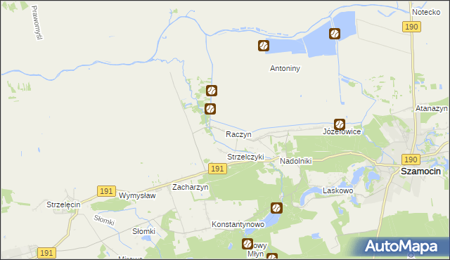 mapa Raczyn gmina Szamocin, Raczyn gmina Szamocin na mapie Targeo