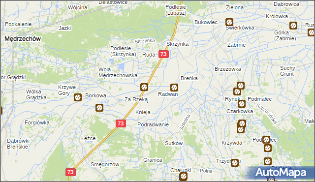 mapa Radwan gmina Szczucin, Radwan gmina Szczucin na mapie Targeo