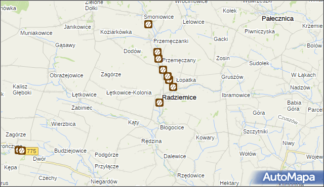 mapa Radziemice, Radziemice na mapie Targeo