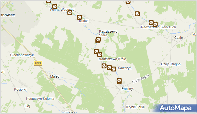 mapa Radziszewo-Króle, Radziszewo-Króle na mapie Targeo