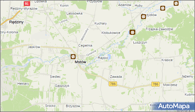 mapa Rajsko gmina Mstów, Rajsko gmina Mstów na mapie Targeo