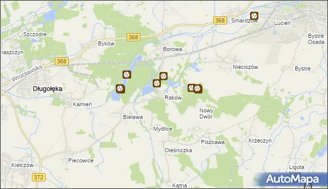 mapa Raków gmina Długołęka, Raków gmina Długołęka na mapie Targeo