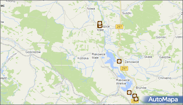 mapa Rakowice Małe, Rakowice Małe na mapie Targeo