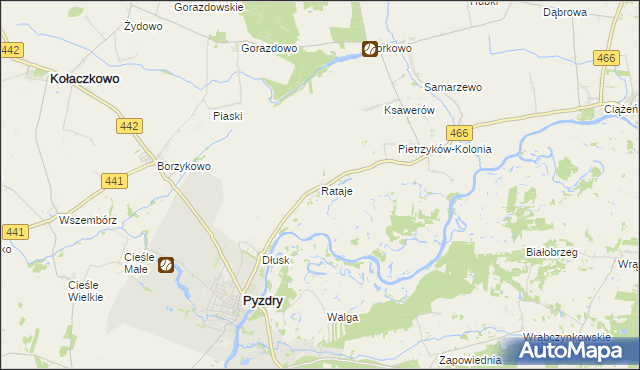 mapa Rataje gmina Pyzdry, Rataje gmina Pyzdry na mapie Targeo