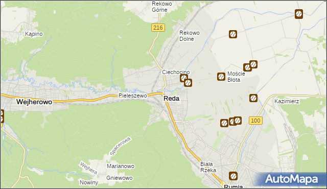 mapa Reda, Reda na mapie Targeo