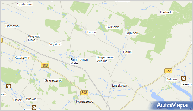 mapa Rogaczewo Wielkie, Rogaczewo Wielkie na mapie Targeo