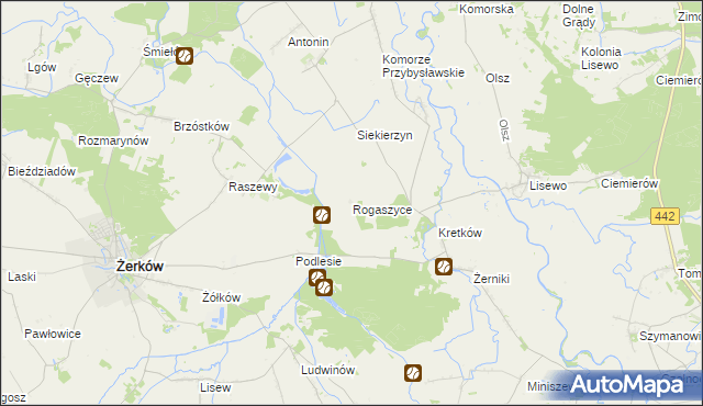 mapa Rogaszyce gmina Żerków, Rogaszyce gmina Żerków na mapie Targeo