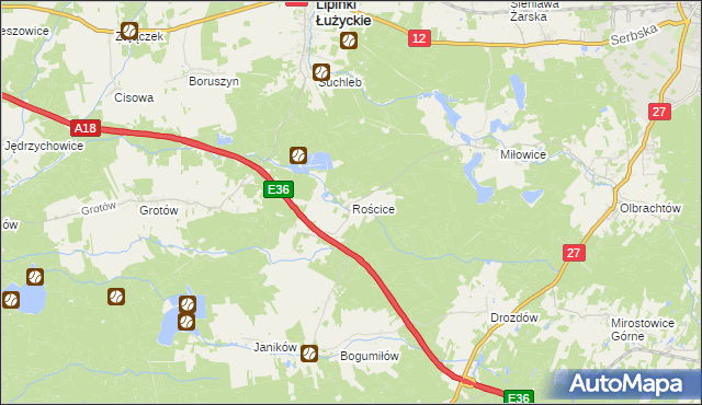 mapa Rościce, Rościce na mapie Targeo