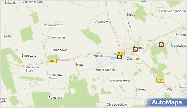 mapa Rożki gmina Żółkiewka, Rożki gmina Żółkiewka na mapie Targeo