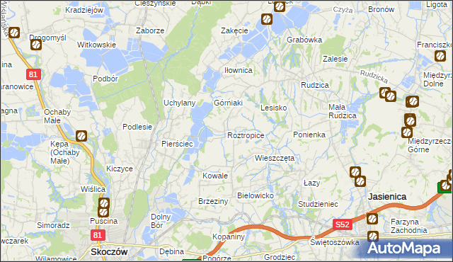 mapa Roztropice, Roztropice na mapie Targeo