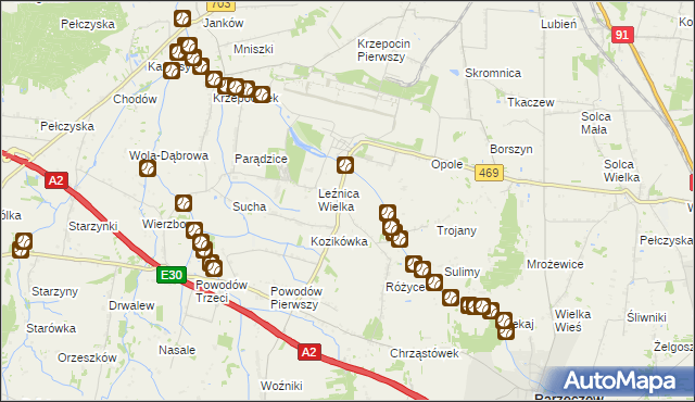 mapa Różyce Żmijowe, Różyce Żmijowe na mapie Targeo