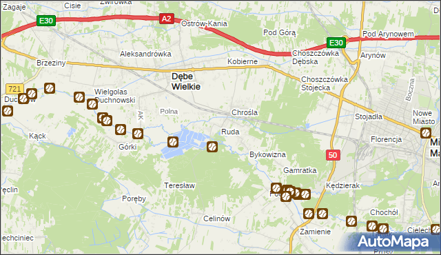 mapa Ruda gmina Dębe Wielkie, Ruda gmina Dębe Wielkie na mapie Targeo