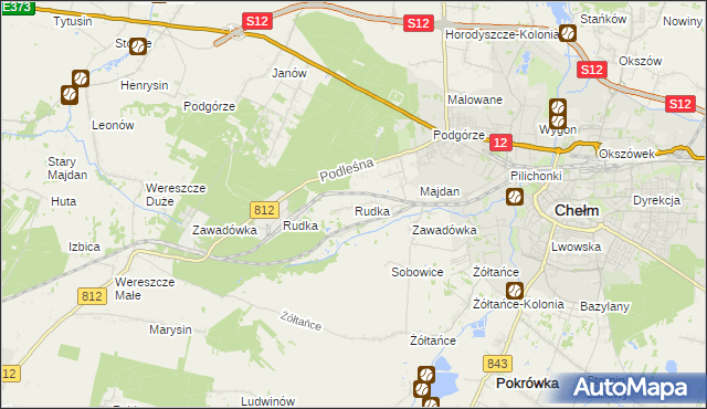 mapa Rudka gmina Chełm, Rudka gmina Chełm na mapie Targeo
