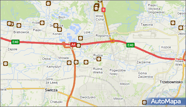 mapa Rudna Mała gmina Głogów Małopolski, Rudna Mała gmina Głogów Małopolski na mapie Targeo