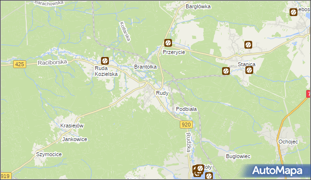 mapa Rudy gmina Kuźnia Raciborska, Rudy gmina Kuźnia Raciborska na mapie Targeo