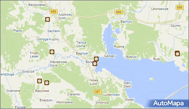 mapa Rybaki gmina Michałowo, Rybaki gmina Michałowo na mapie Targeo