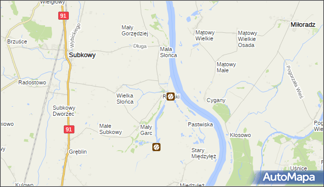 mapa Rybaki gmina Subkowy, Rybaki gmina Subkowy na mapie Targeo