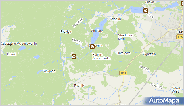 mapa Rychlik Leśniczówka, Rychlik Leśniczówka na mapie Targeo