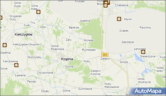 mapa Rychłowiec, Rychłowiec na mapie Targeo