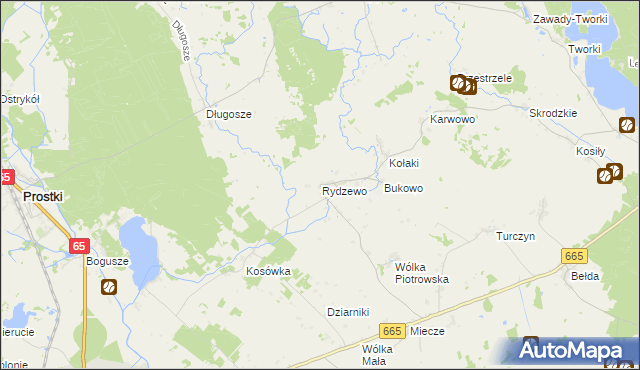 mapa Rydzewo gmina Rajgród, Rydzewo gmina Rajgród na mapie Targeo