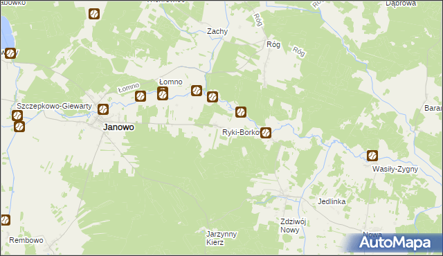 mapa Ryki-Borkowo, Ryki-Borkowo na mapie Targeo