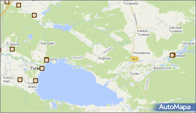 mapa Rzędów gmina Turawa, Rzędów gmina Turawa na mapie Targeo