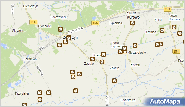 mapa Rzekcin, Rzekcin na mapie Targeo