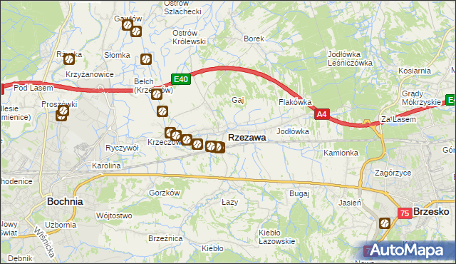 mapa Rzezawa, Rzezawa na mapie Targeo