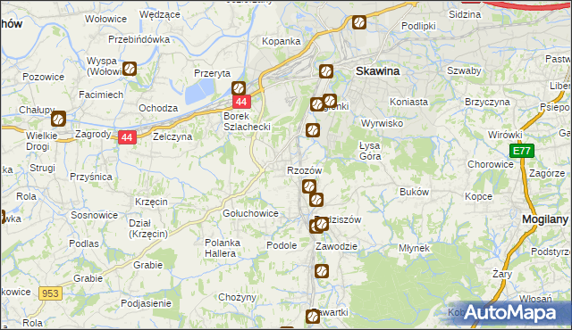 mapa Rzozów, Rzozów na mapie Targeo