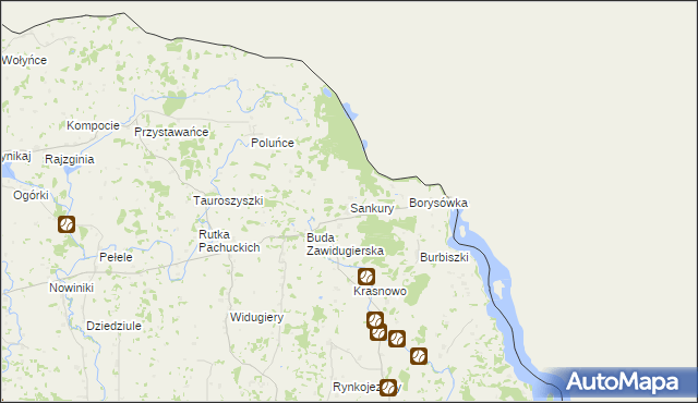 mapa Sankury, Sankury na mapie Targeo