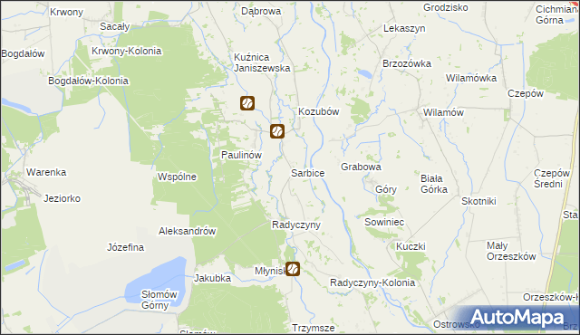 mapa Sarbice, Sarbice na mapie Targeo