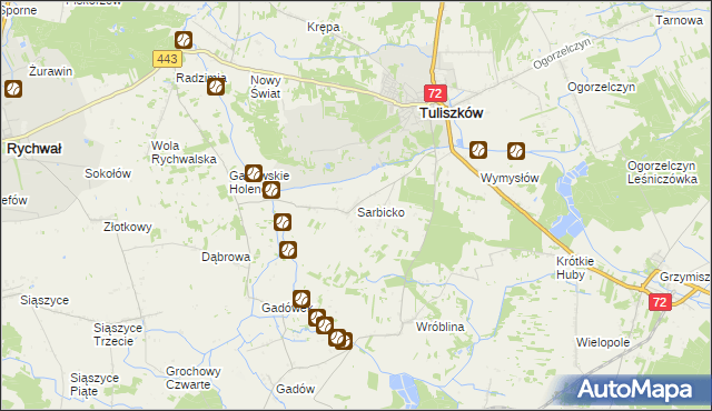 mapa Sarbicko, Sarbicko na mapie Targeo