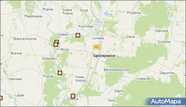 mapa Sędziejowice powiat łaski, Sędziejowice powiat łaski na mapie Targeo