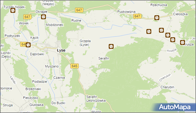 mapa Serafin gmina Łyse, Serafin gmina Łyse na mapie Targeo