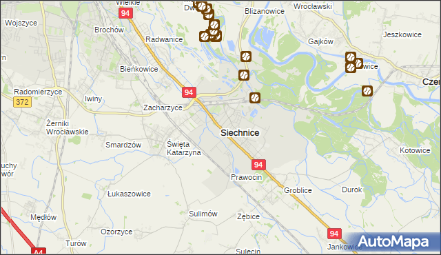 mapa Siechnice, Siechnice na mapie Targeo