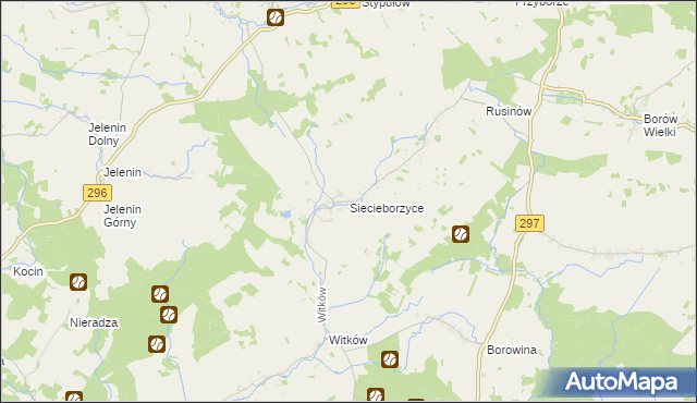 mapa Siecieborzyce, Siecieborzyce na mapie Targeo