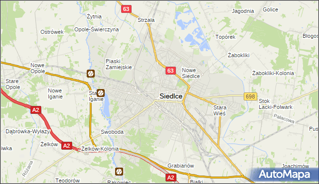 mapa Siedlce, Siedlce na mapie Targeo