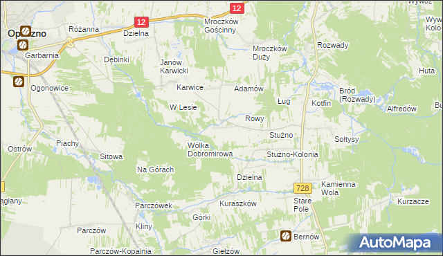 mapa Sielec gmina Opoczno, Sielec gmina Opoczno na mapie Targeo