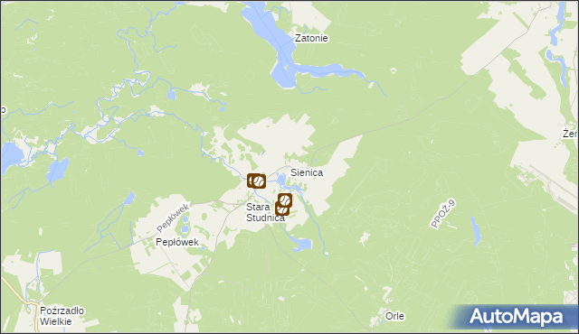 mapa Sienica gmina Kalisz Pomorski, Sienica gmina Kalisz Pomorski na mapie Targeo