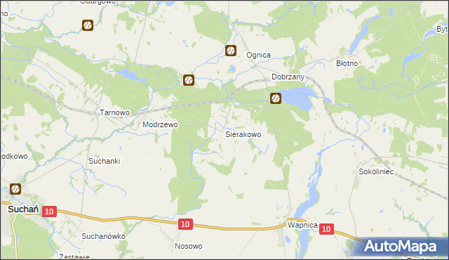 mapa Sierakowo gmina Dobrzany, Sierakowo gmina Dobrzany na mapie Targeo