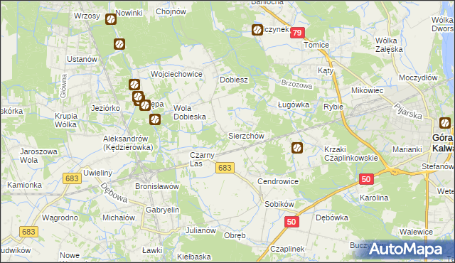 mapa Sierzchów gmina Góra Kalwaria, Sierzchów gmina Góra Kalwaria na mapie Targeo