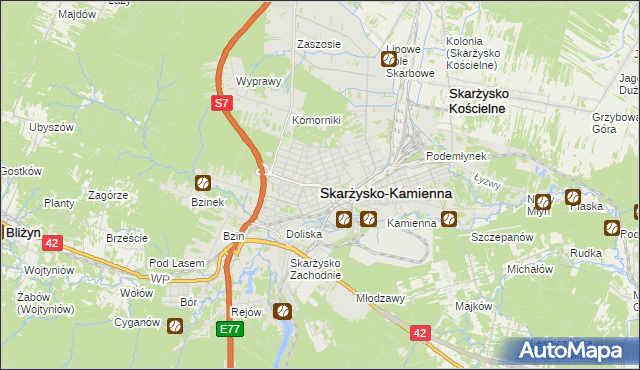 mapa Skarżysko-Kamienna, Skarżysko-Kamienna na mapie Targeo