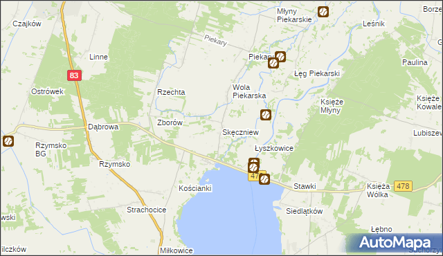 mapa Skęczniew, Skęczniew na mapie Targeo