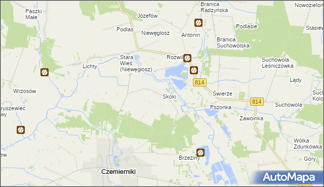 mapa Skoki gmina Czemierniki, Skoki gmina Czemierniki na mapie Targeo