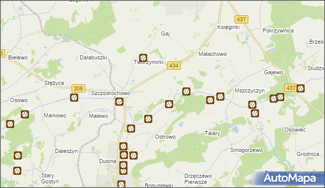 mapa Skowronki gmina Gostyń, Skowronki gmina Gostyń na mapie Targeo