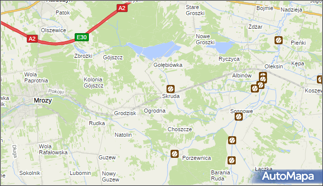 mapa Skruda gmina Mrozy, Skruda gmina Mrozy na mapie Targeo