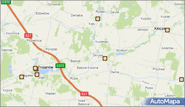 mapa Skruda gmina Trojanów, Skruda gmina Trojanów na mapie Targeo