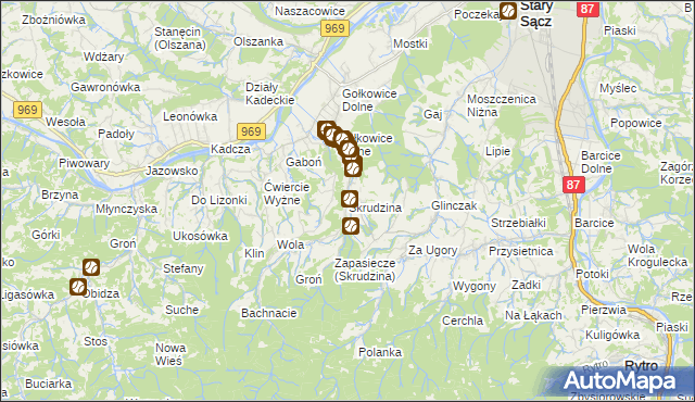 mapa Skrudzina, Skrudzina na mapie Targeo